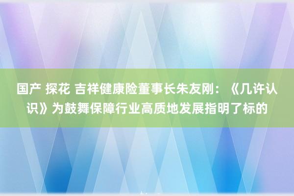 国产 探花 吉祥健康险董事长朱友刚：《几许认识》为鼓舞保障行业高质地发展指明了标的