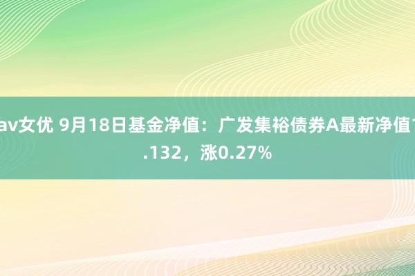 av女优 9月18日基金净值：广发集裕债券A最新净值1.132，涨0.27%