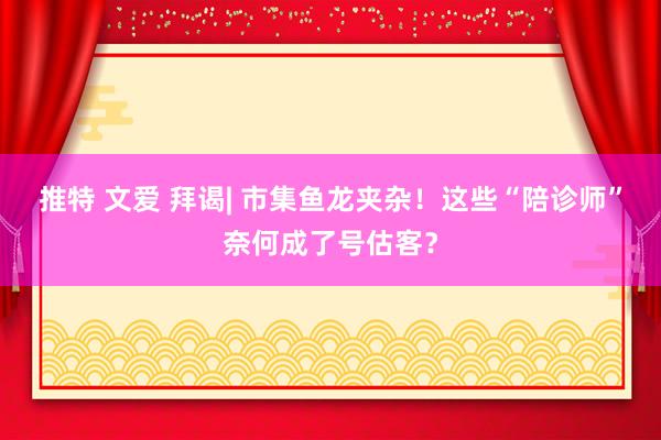 推特 文爱 拜谒| 市集鱼龙夹杂！这些“陪诊师”奈何成了号估客？