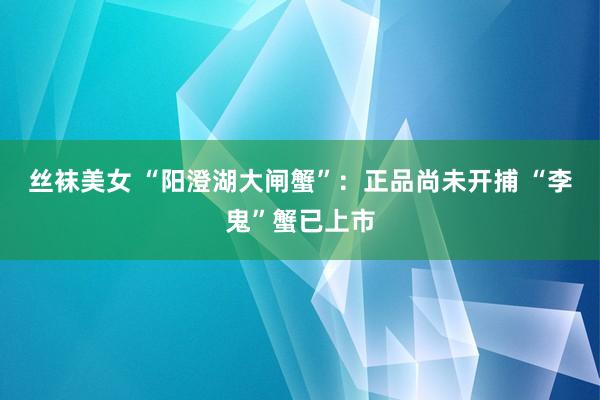 丝袜美女 “阳澄湖大闸蟹”：正品尚未开捕 “李鬼”蟹已上市