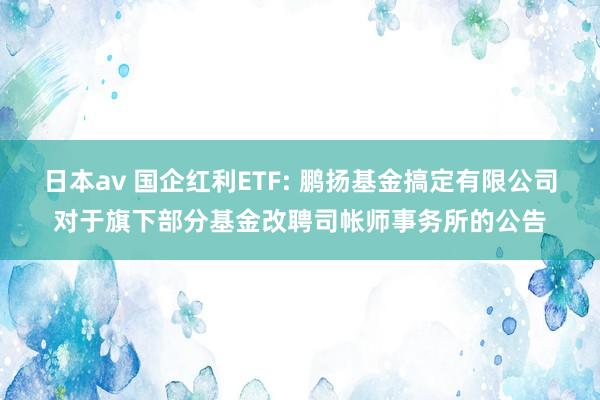 日本av 国企红利ETF: 鹏扬基金搞定有限公司对于旗下部分基金改聘司帐师事务所的公告