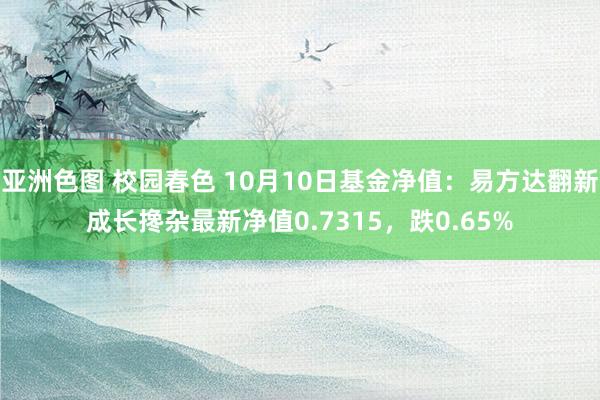 亚洲色图 校园春色 10月10日基金净值：易方达翻新成长搀杂最新净值0.7315，跌0.65%