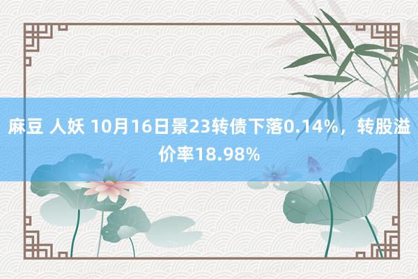 麻豆 人妖 10月16日景23转债下落0.14%，转股溢价率18.98%