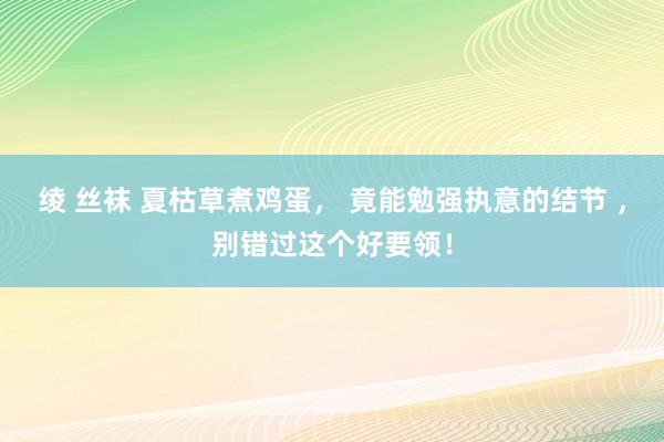 绫 丝袜 夏枯草煮鸡蛋， 竟能勉强执意的结节 ，别错过这个好要领！