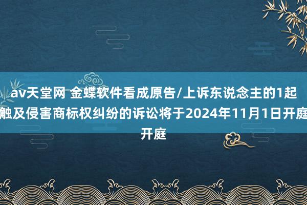 av天堂网 金蝶软件看成原告/上诉东说念主的1起触及侵害商标权纠纷的诉讼将于2024年11月1日开庭