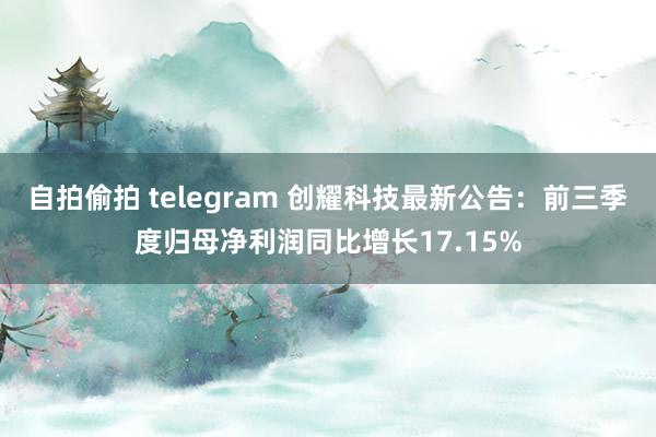 自拍偷拍 telegram 创耀科技最新公告：前三季度归母净利润同比增长17.15%