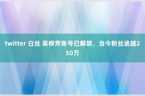 twitter 白丝 吴柳芳账号已解禁，当今粉丝逾越250万