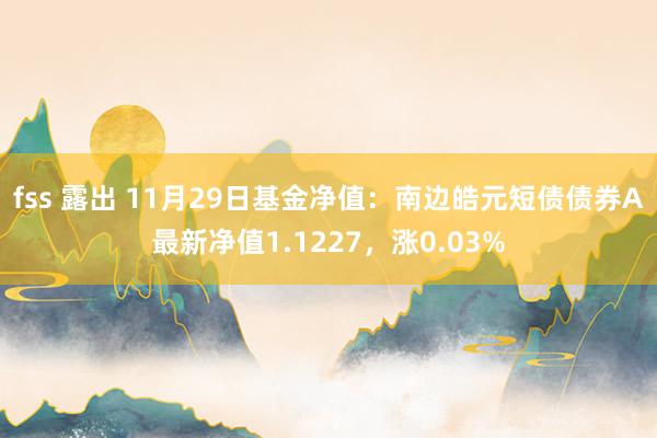 fss 露出 11月29日基金净值：南边皓元短债债券A最新净值1.1227，涨0.03%