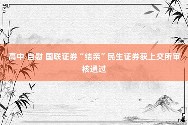 高中 自慰 国联证券“结亲”民生证券获上交所审核通过