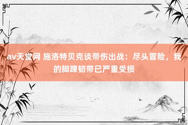 av天堂网 施洛特贝克谈带伤出战：尽头冒险，我的脚踝韧带已严重受损