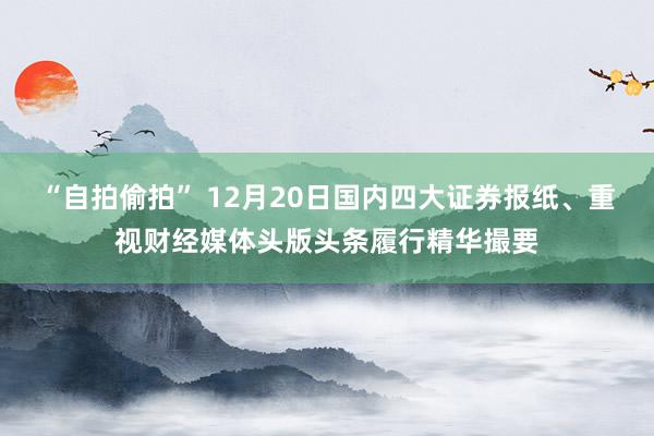 “自拍偷拍” 12月20日国内四大证券报纸、重视财经媒体头版头条履行精华撮要