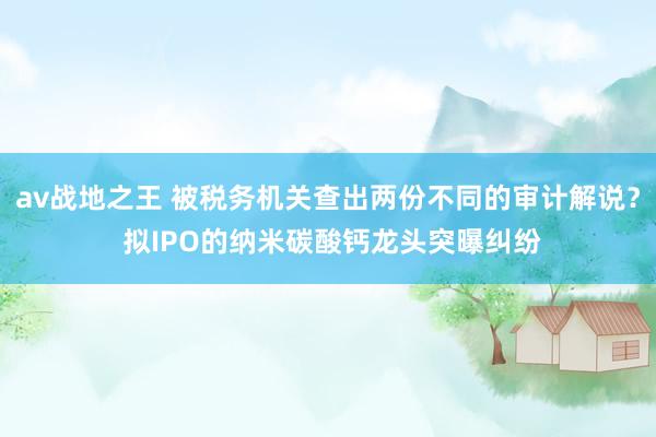 av战地之王 被税务机关查出两份不同的审计解说？ 拟IPO的纳米碳酸钙龙头突曝纠纷