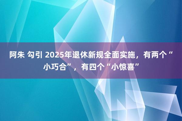 阿朱 勾引 2025年退休新规全面实施，有两个“小巧合”，有四个“小惊喜”