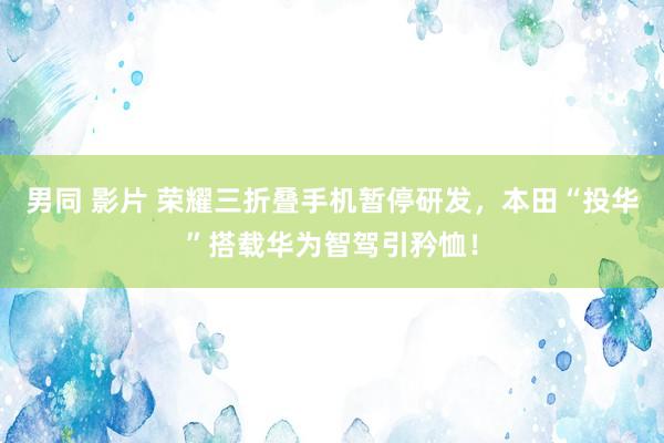 男同 影片 荣耀三折叠手机暂停研发，本田“投华”搭载华为智驾引矜恤！