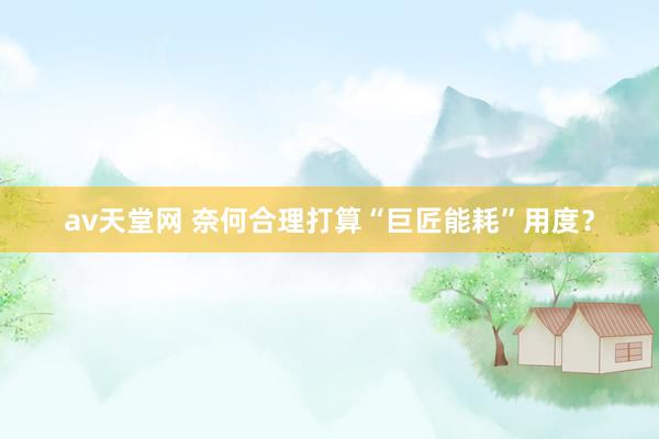 av天堂网 奈何合理打算“巨匠能耗”用度？